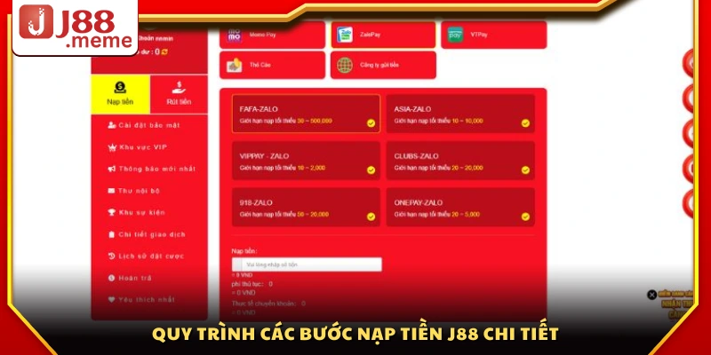 Các bước nạp tiền J88 từ A đến Z